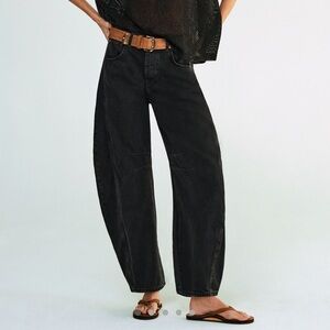 Free People Black Barrel Jeans